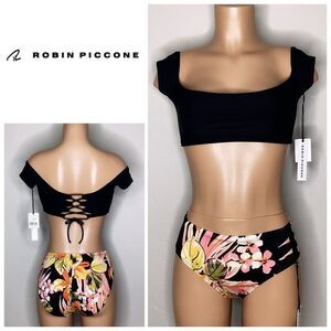 New. Robin Piccone high waisted floral bikini. Medium. Retails $210.